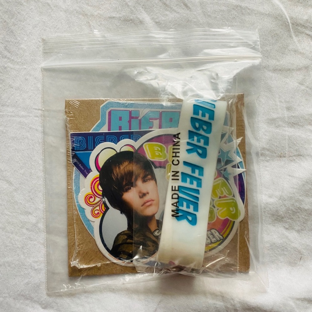 ❌SOLD❌ Justin Bieber Rubber Bracelet & Sticker